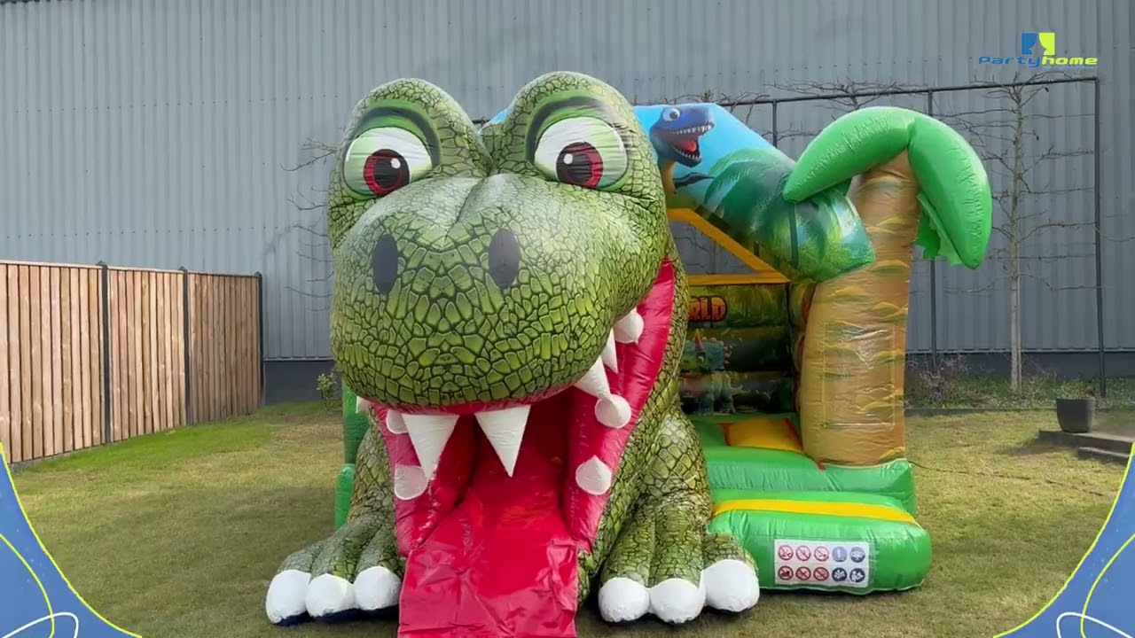 Springkussen Dino Bounce dome, h&eacute;t jurassic springkussen van Partyhome
