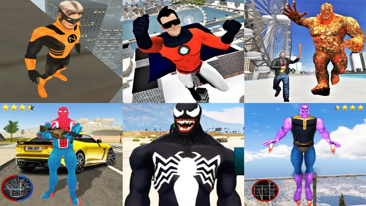 Most Popular Crime Simulator games - Stone Giant, Naxeex Superhero, Venom Spider, Vegas Crime City
