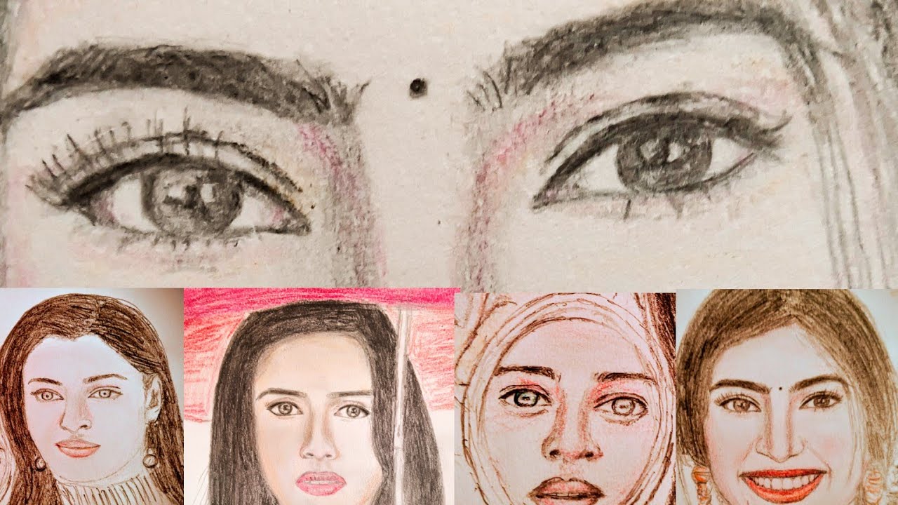 Sara Arjun vs Aishwarya Rai v Asin💃Gorgeous Divas in Pencil Drawing✍️Artful Sketch from Movie Scenes