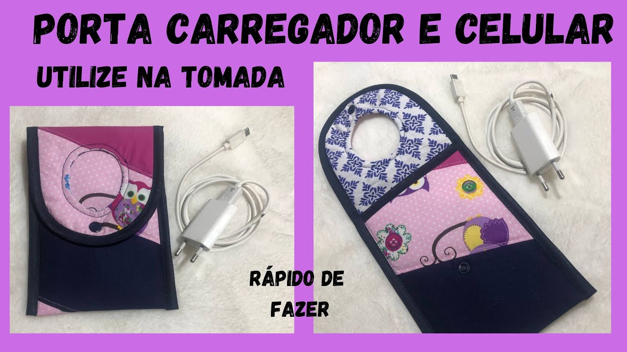 Porta Carregador que vira suporte para Celular 📲 Passo a Passo - Ateliê da Gláu 🧵🪡