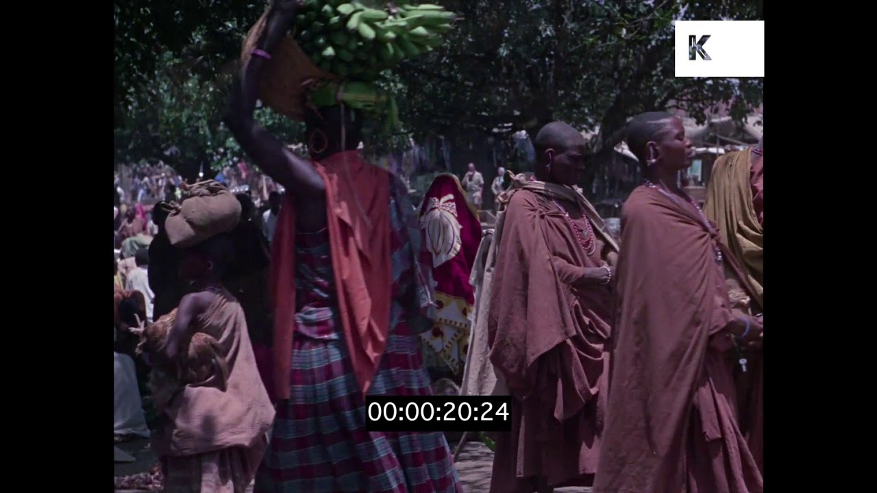 Busy African Market, 1960s Street Scenes, HD from 35mm