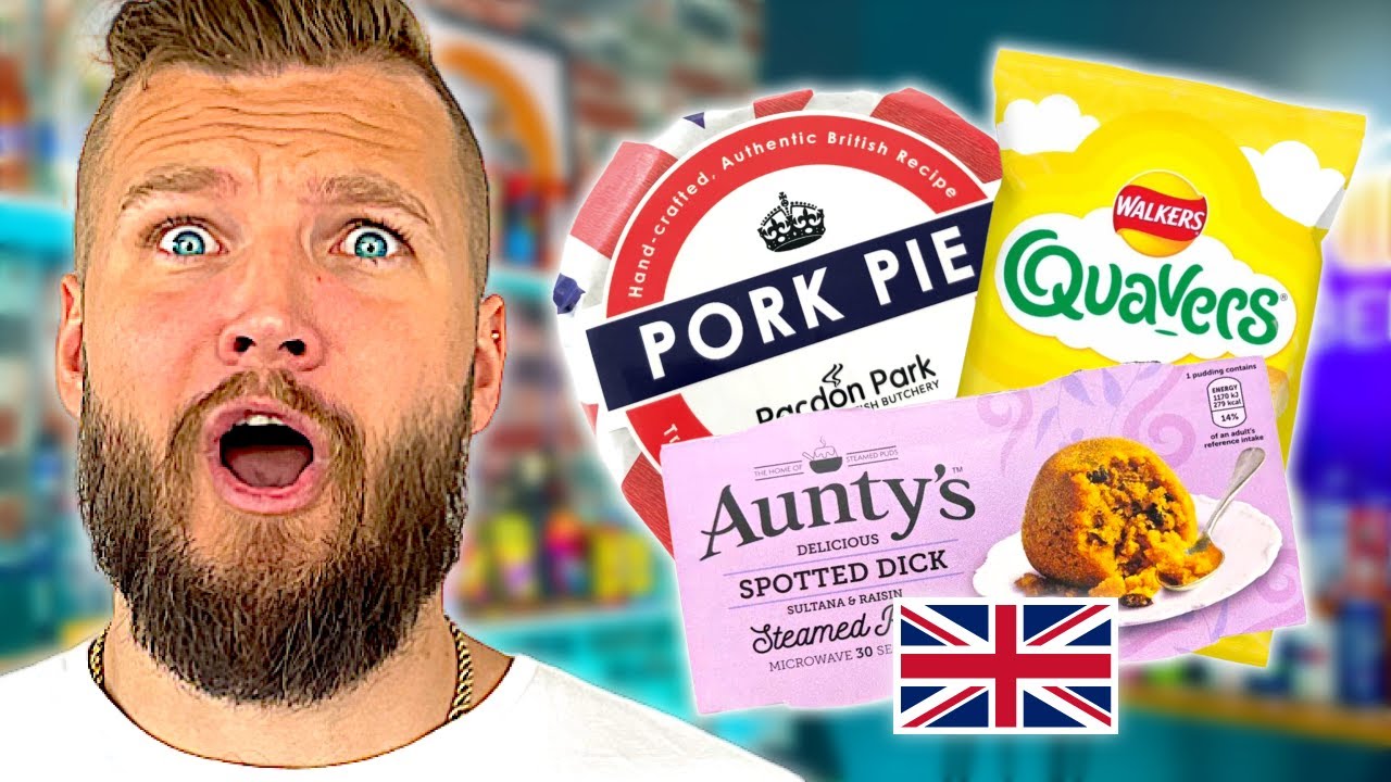 Americans Try British Snacks/Food (Pork Pie, Spotted Dick, Walkers, & More)