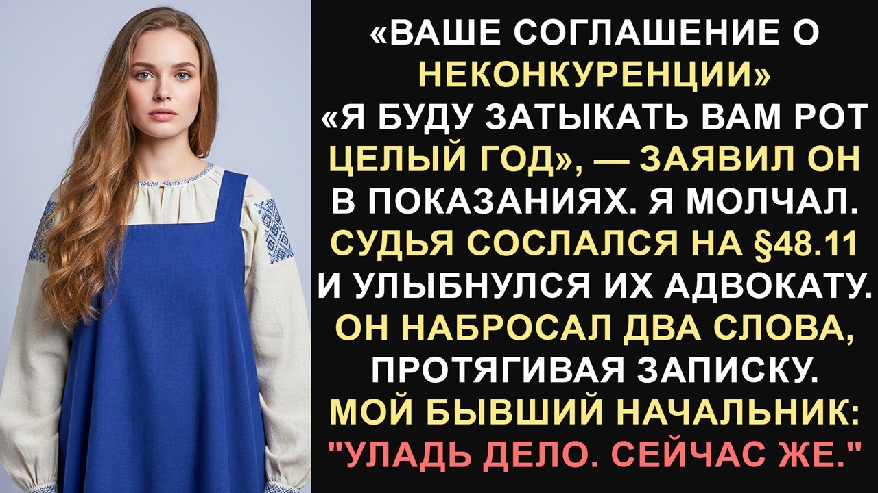 Они использовали против меня соглашение о неконкуренции, — ответил судья двумя словами.