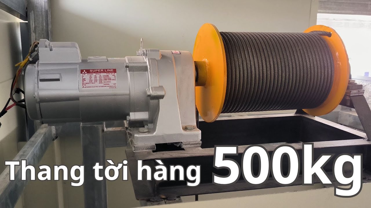 Thang nâng hàng 500kg sử dụng tời điện chế, giảm 90% tiếng ồn cho không gian hẹp