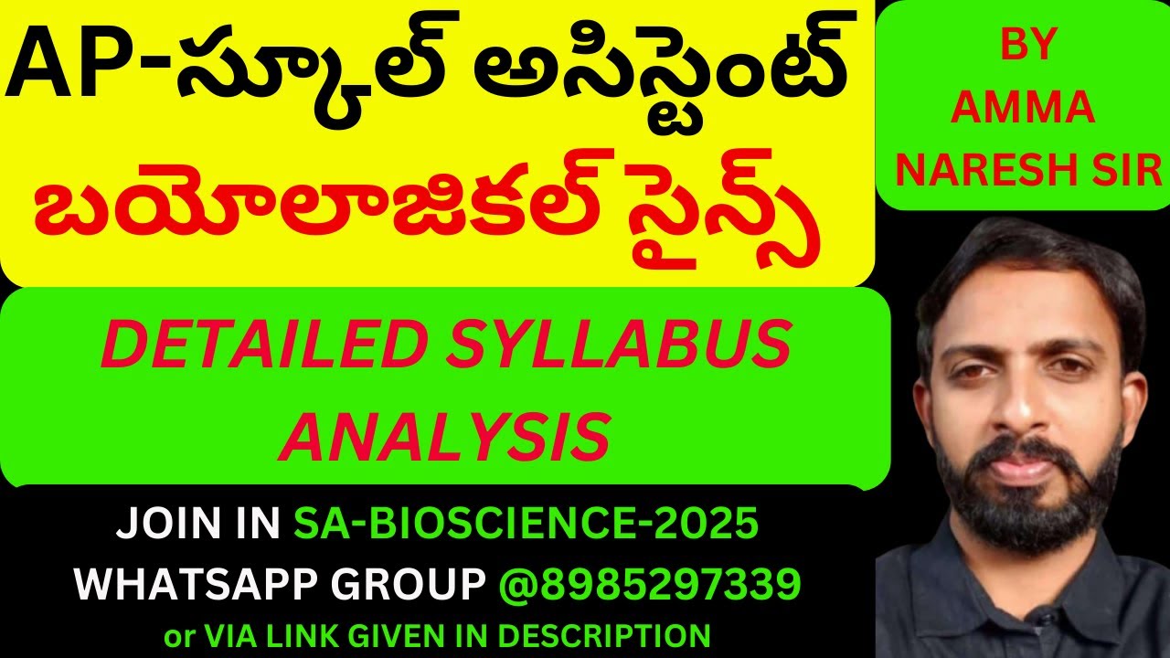 AP-DSC-SA-BIOSCIENCE DETAILED SYLLABUS ANALYSIS BY AMMA NARESH SIR
