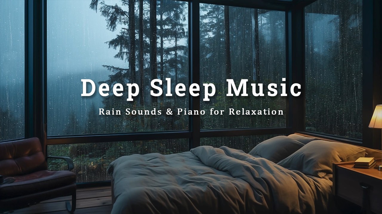 Soothing Piano Music with Rainy Night - In the Warm Room Help You Relax and Sleep Soundly.