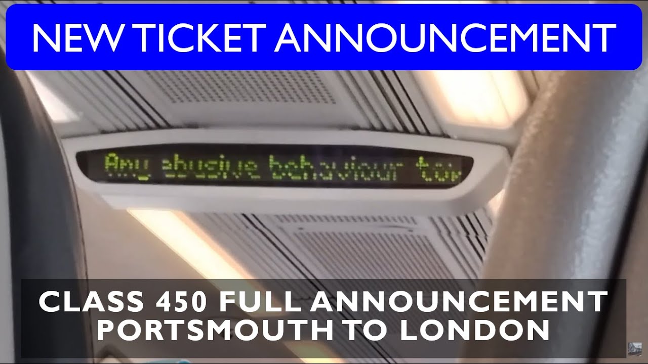 BONUS | SWR Class 450 FULL ANNOUNCEMENT Portsmouth Harbour to London Waterloo | PortsmouthDirectLine