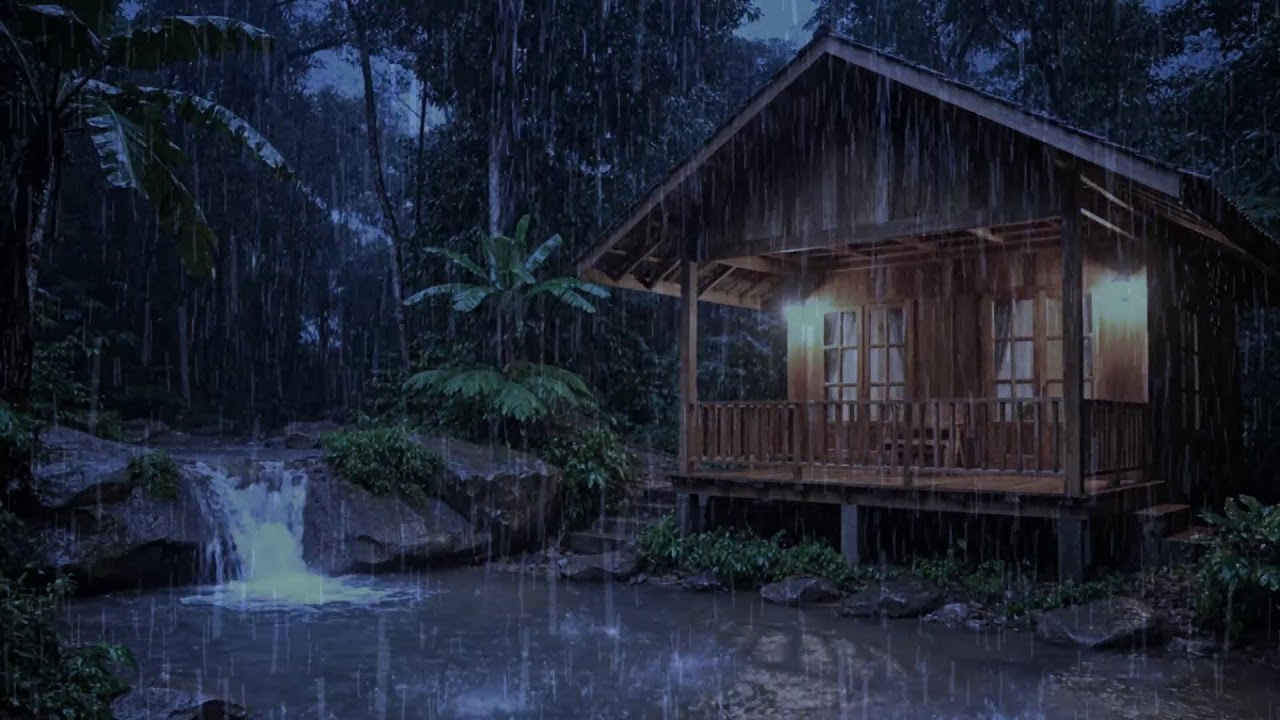 Intense Rain on Leaves & Trees 🌧️ Forest Edge Night ASMR – Deep Sleep Soundtrack