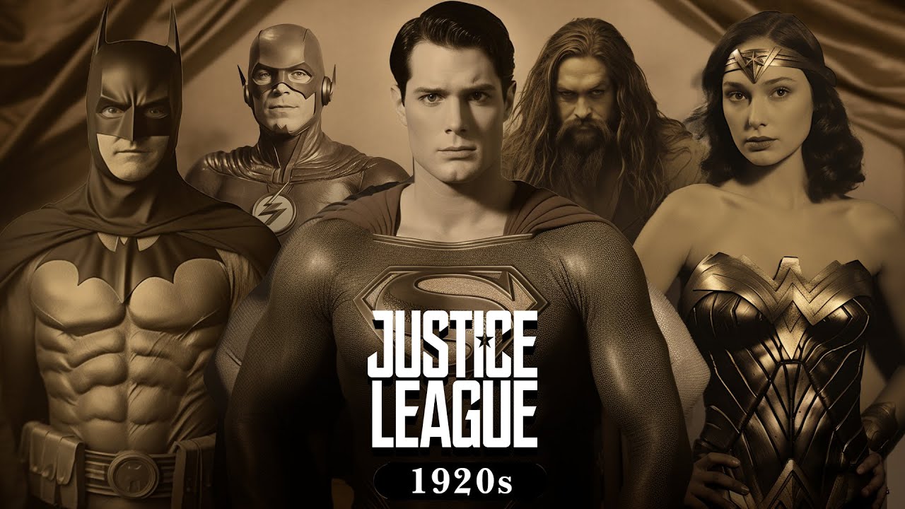 Justice League 1925 retro movie (AI meme)