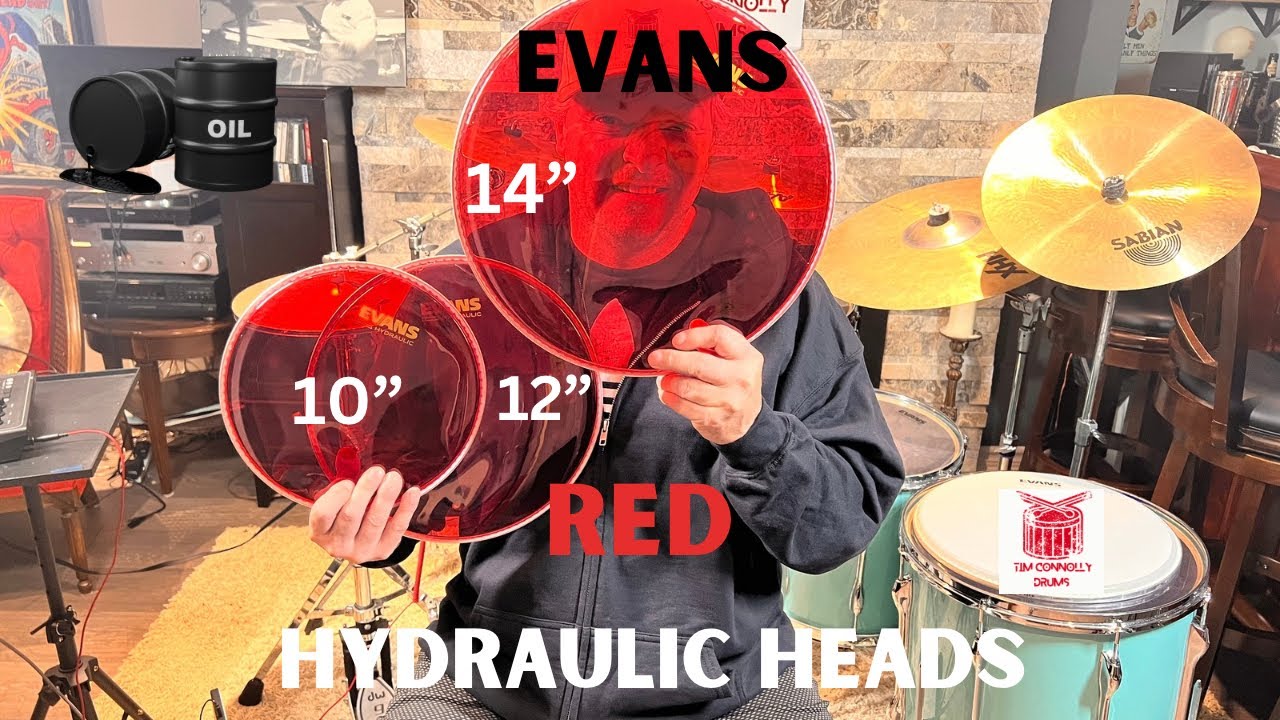 Review And Demo Of Evans Red Hydraulic Drum heads - 10,12,14 inch with oil between the ply&rsquo;s