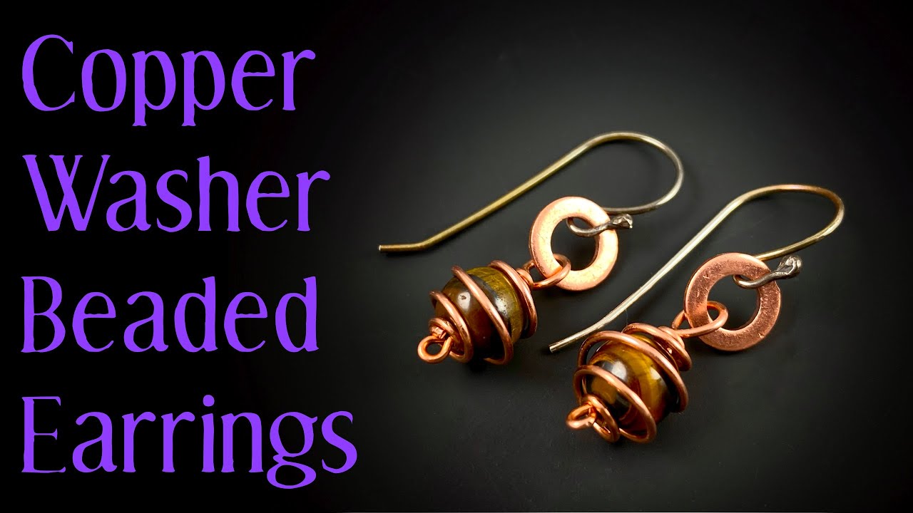 Wire Wrapping Tutorial- Simple Copper Washer and Wire Caged Bead Earrings!