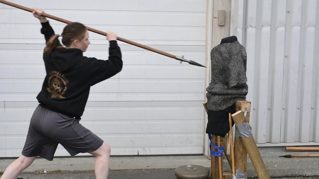 Arms & Armor 12th Century Spear VS. Riveted Mail and Ballistic Gel