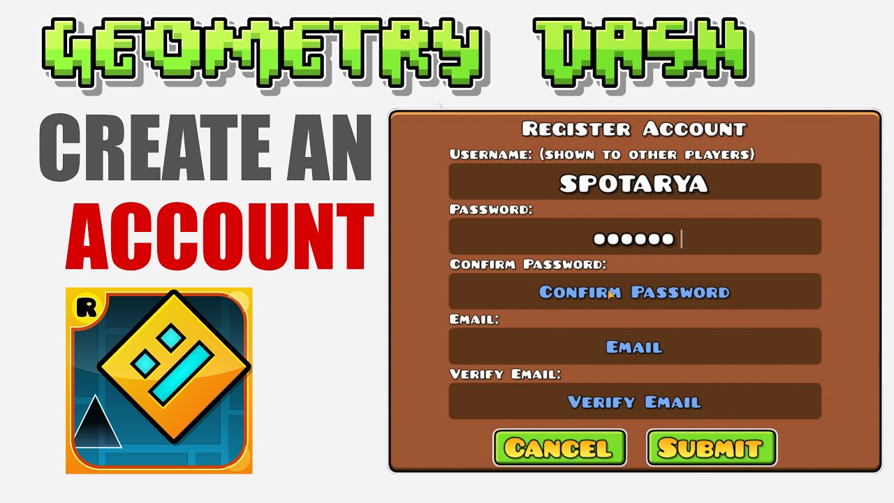Как создать учетную запись Geometry Dash