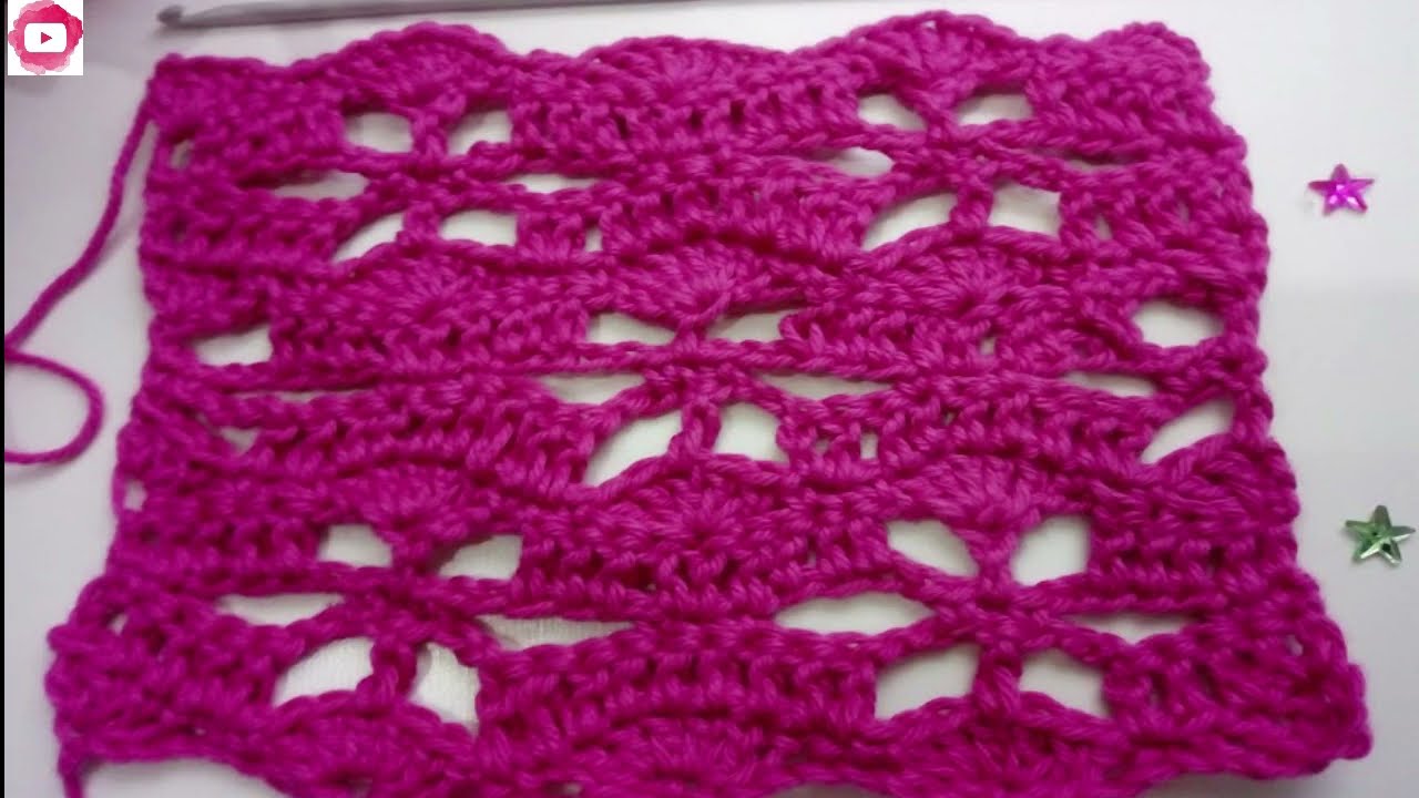 Tutorial: 93 El punto más bonito y fácil !! Punto Flor Estrella  a crochet /paso a paso/Ganchillo.