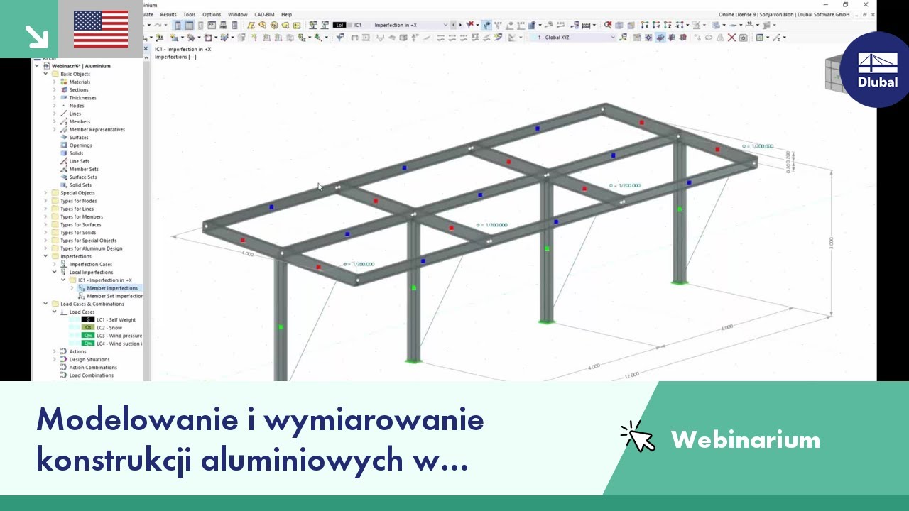 [EN] Wprowadzenie do modelowania i wymiarowania aluminium w RFEM 6 i RSTAB 9