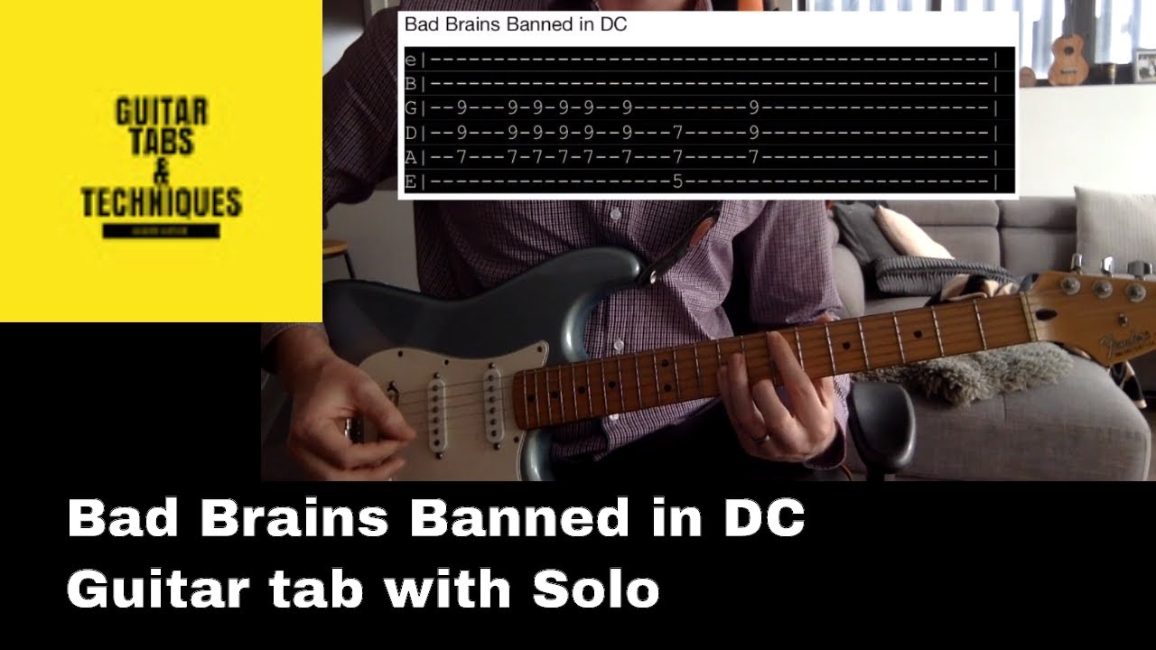 Bad brains Banned in DC Guitar Lesson Tutorial with Tabs including Solo