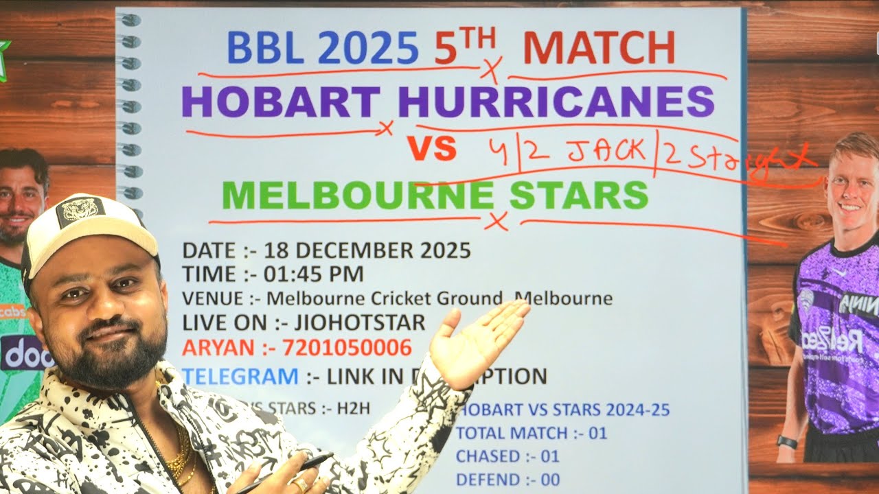 Melbourne stars vs Hobart hurricanes BBL2025-26 match 5 prediction,MLS vs HBH Today Match prediction
