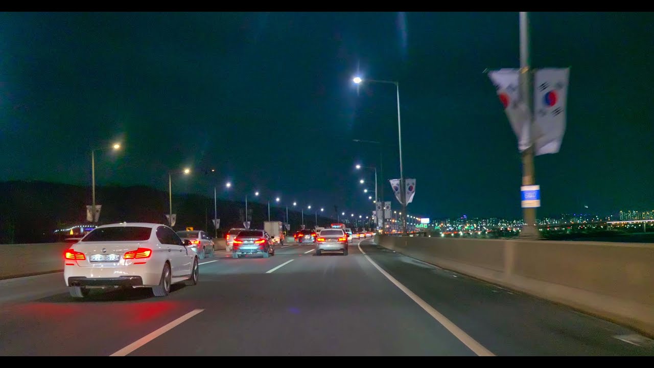 [4K HDR] Night Driving, Korea (Gangbyeonbuk-ro~Guri~Yangsu-ri)