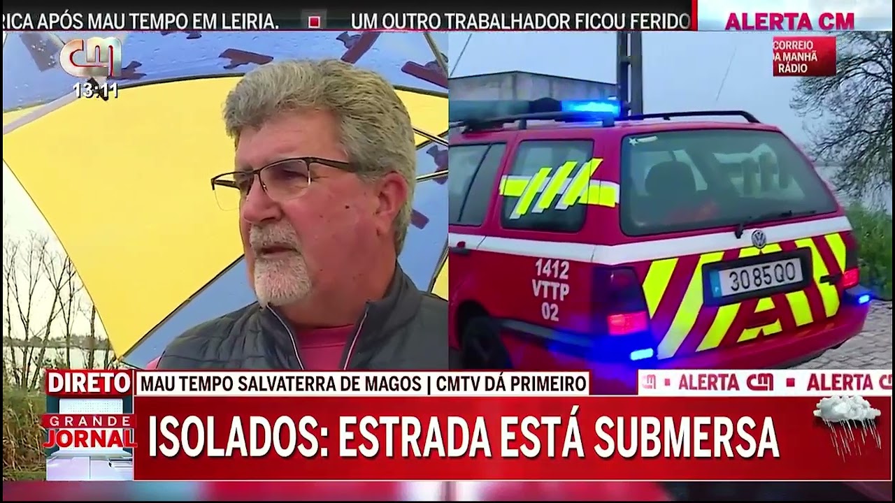Cheias Salvaterra de Magos, estrada cortada, Escaroupim isolado - CMTV - Fevereiro 2026
