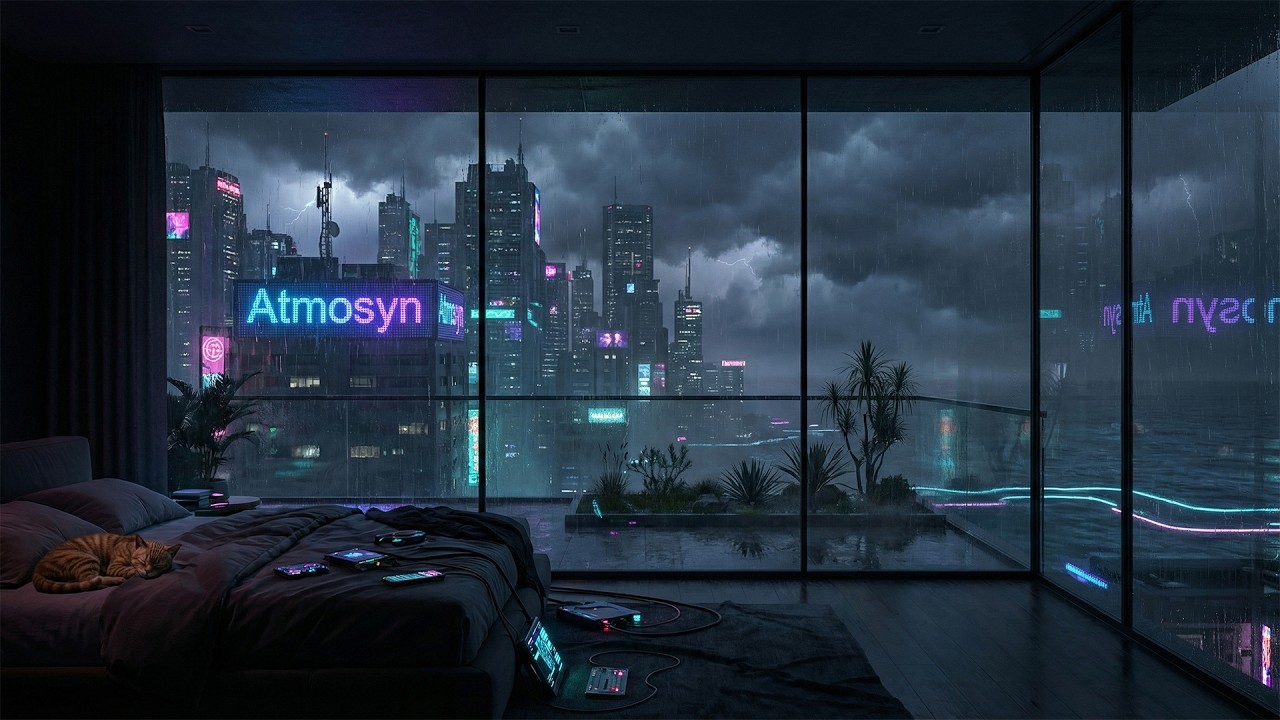 Fall Asleep Fast 🌧️ Futuristic Cozy Bedroom Ambience | Atmosyn