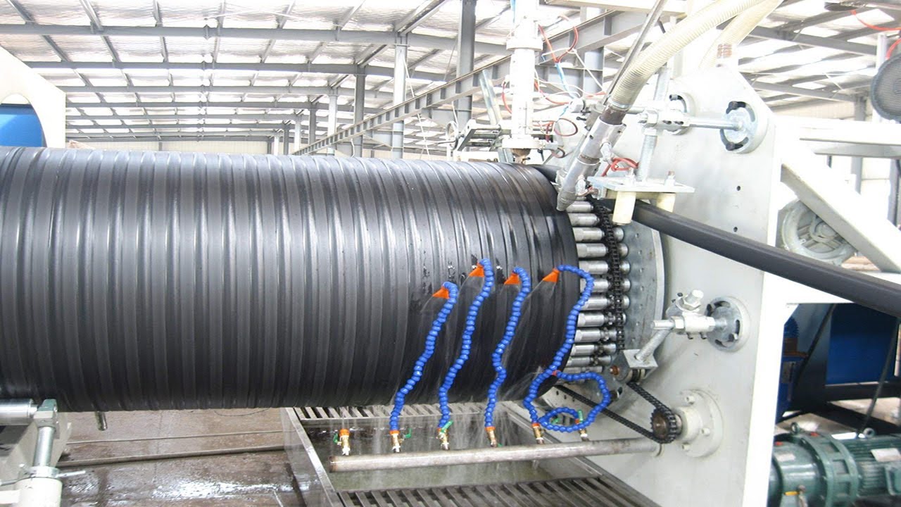 helix winding plastic sewage pipe extruder machine|big diameter hdpe pp spiral pipe production line