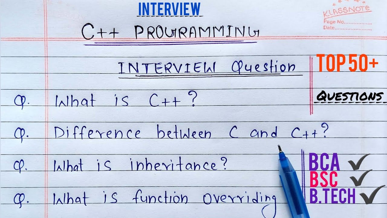 C++ INTERVIEW Questions for Freshers | Learn Coding
