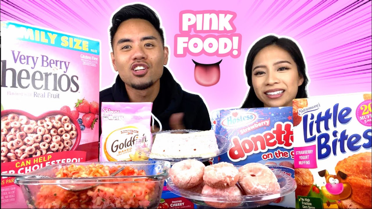 I ONLY ATE PINK FOODS FOR 24 HOURS CHALLENGE! **PINK SPICY RAMEN NOODLES!** MUKBANG