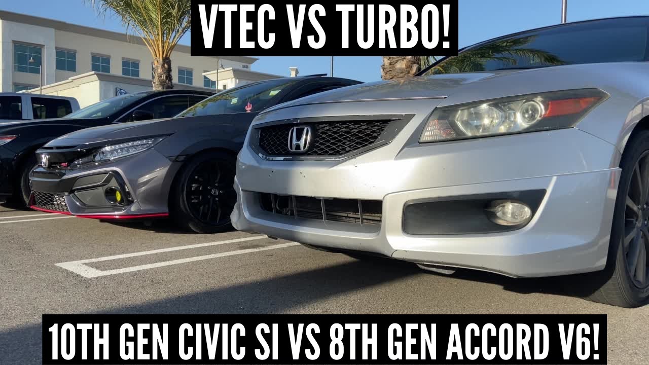 WHICH IS FASTER VTEC OR TURBO?! | 2019 Honda Civic Si vs 2008 Honda Accord V6 Coupe!