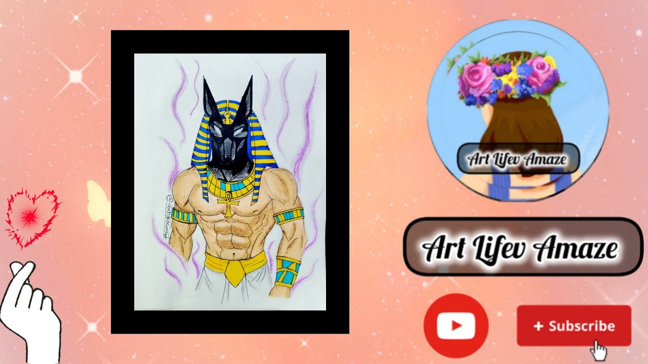 How to draw a coloured drawing of Anubis ✨✍️ //step by step// for beginners☺️✨