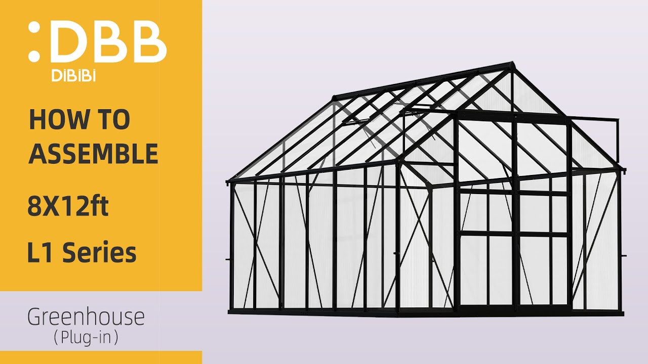 DBB DiBiBi 8x12ft greenhouse assembly process display, with a duration of 6 minutes
