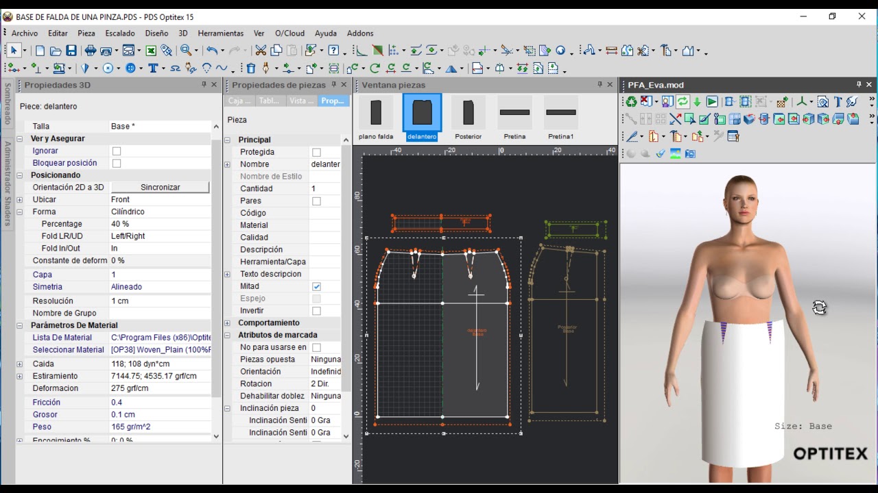 3D OPTITEX falda basica
