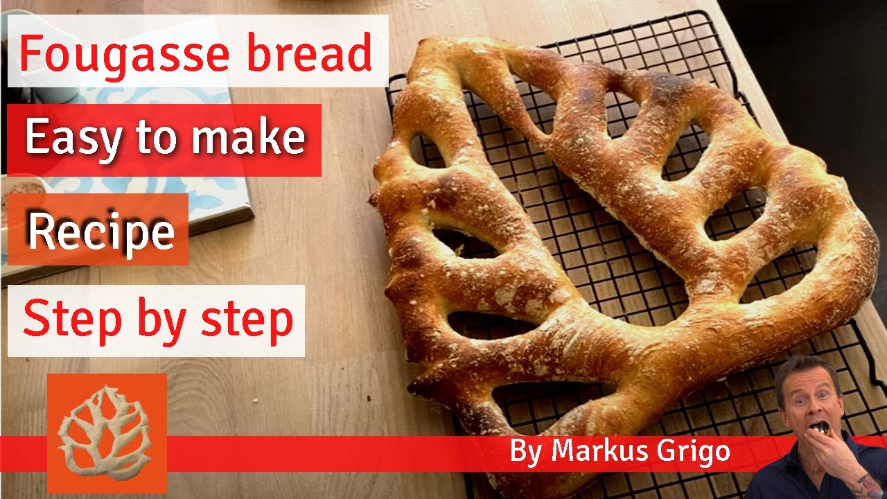 Easy to make fougasse bread recipe, with only four ingrediens.