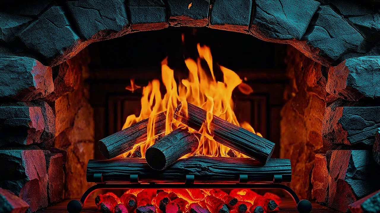 Warm Fireplace 4K 🔥 Peaceful Fire Ambience for Stress Relief & Cozy Home Atmosphere