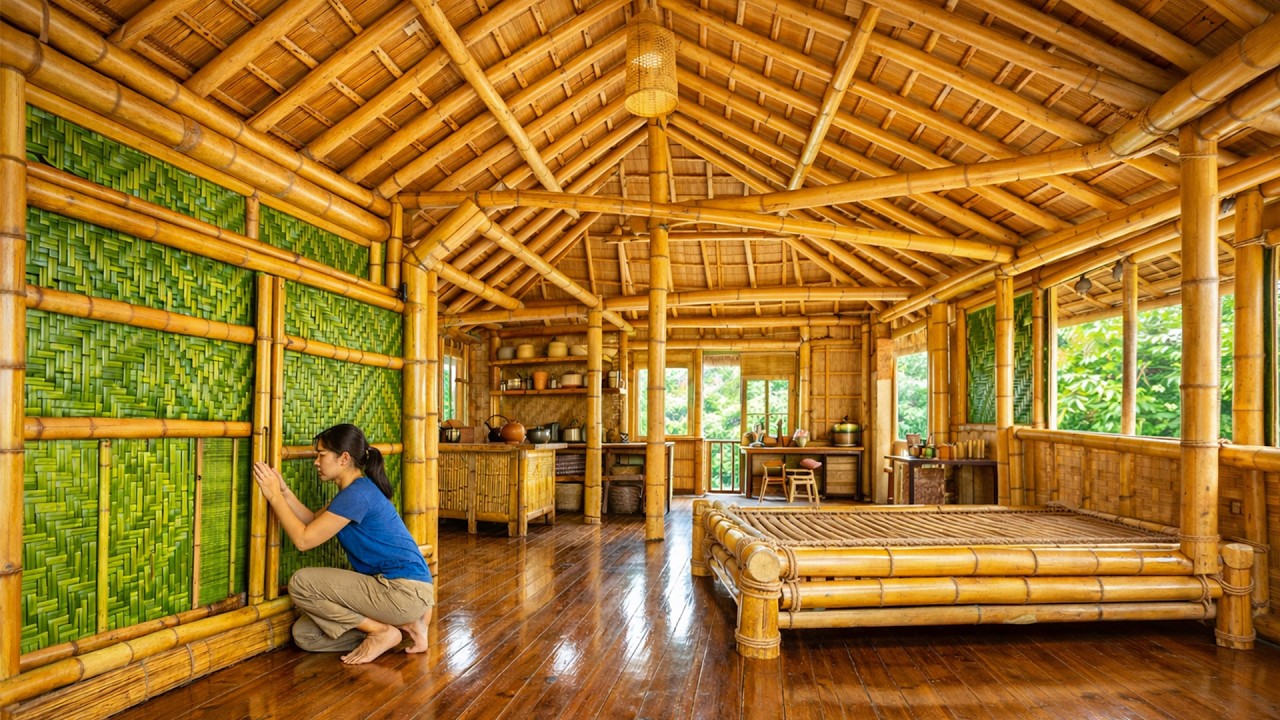 Talented girl builds a dream bamboo house by hand in the forest in just 108 days. | by@dangthimui