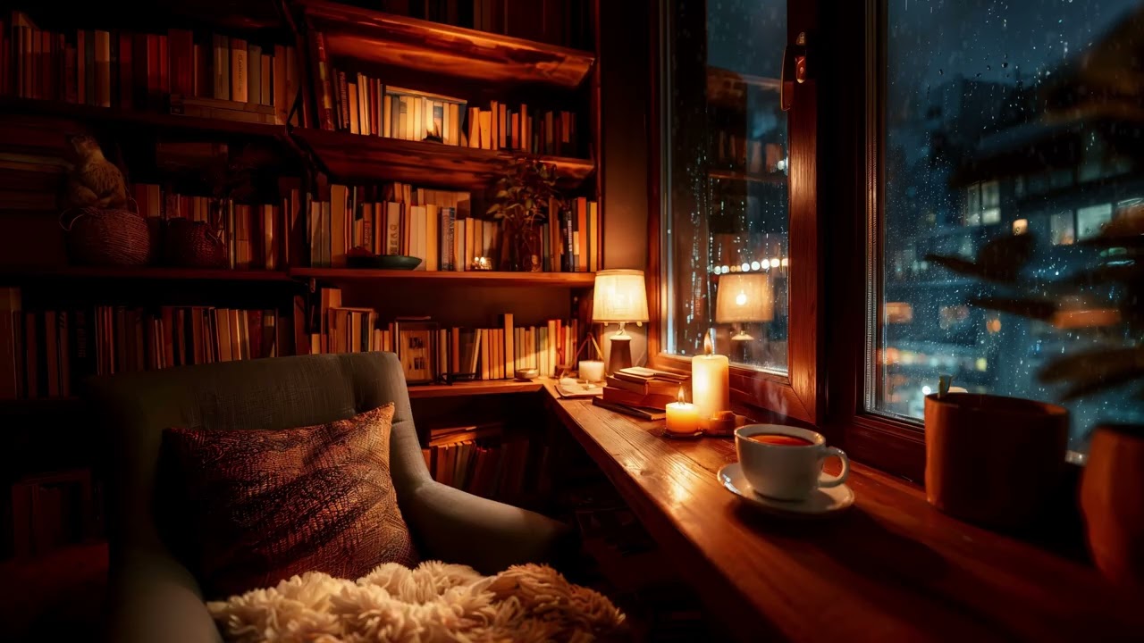 Focus Guitar Music for Reading (3 Hours) — Candlelit Library & Warm Silence