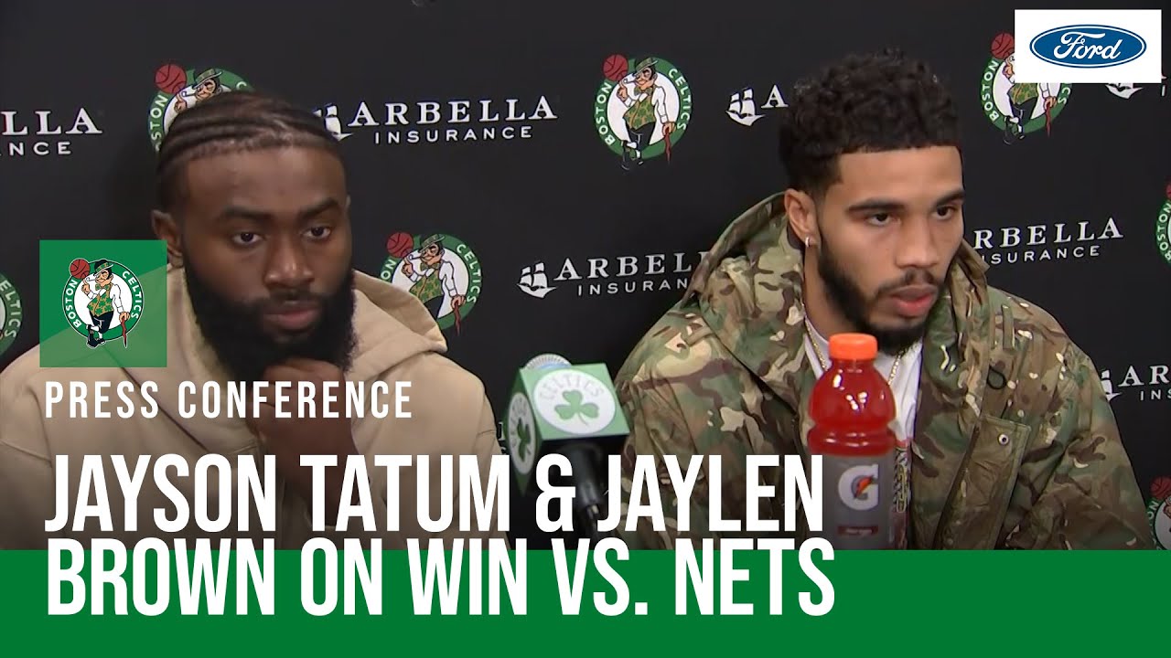 PRESS CONFERENCE: Jayson Tatum and Jaylen Brown talk Celtics 126-120 win over Brooklyn Nets