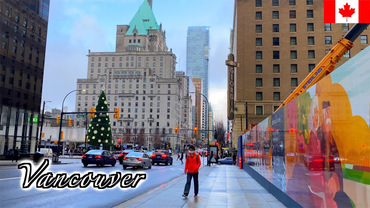 🇨🇦Vancouver Winter Walk - Downtown Vancouver | West Georgia Street - 【4K】