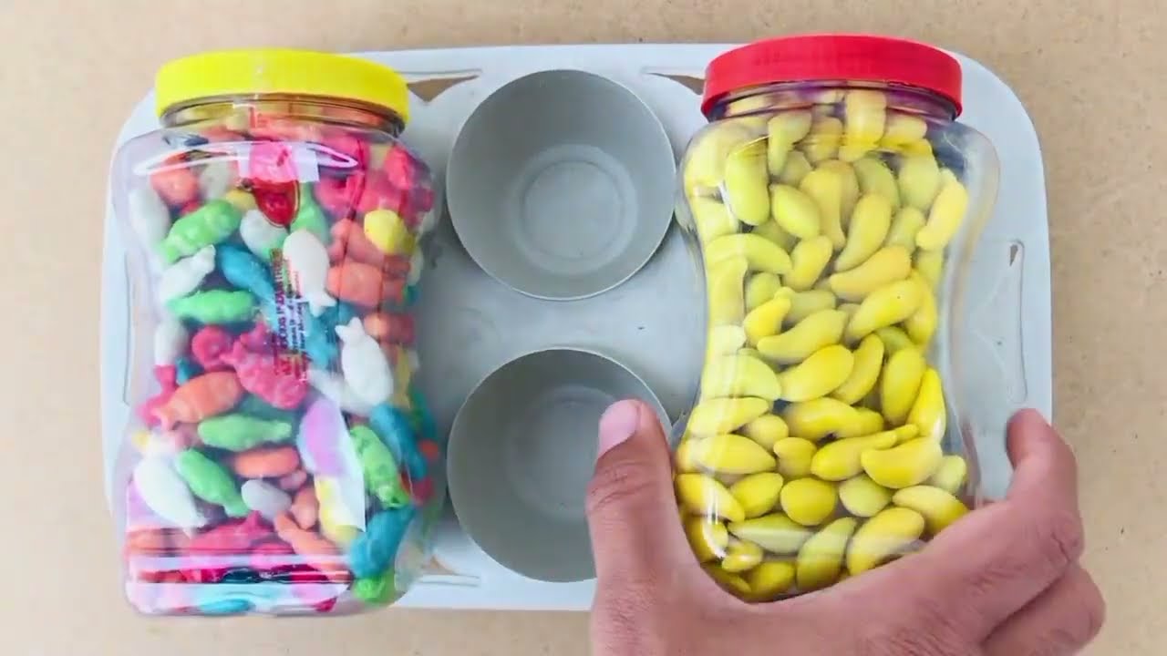 Satisfying Unpacking Box Full Of Delicious Ice Cream Gummy and Colorful Lollipop Candy - ASMR