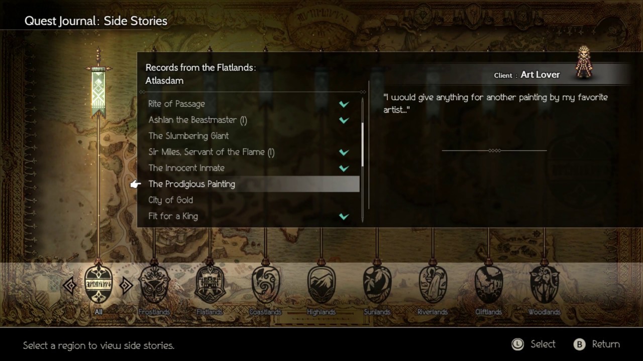 Octopath Traveler The Prodigious Painting Side Quest Guide