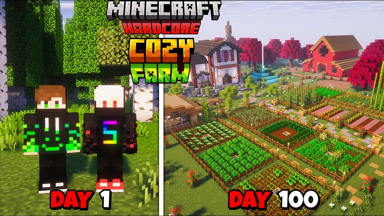 We Survived 100 Days In THE FARM In Minecraft Hardcore !