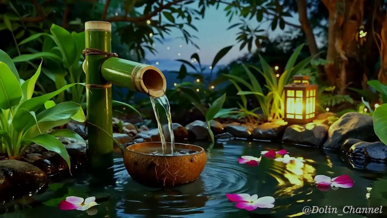 Evening Bamboo Water Garden 🌿 Soothing Nature Sounds for Relaxation