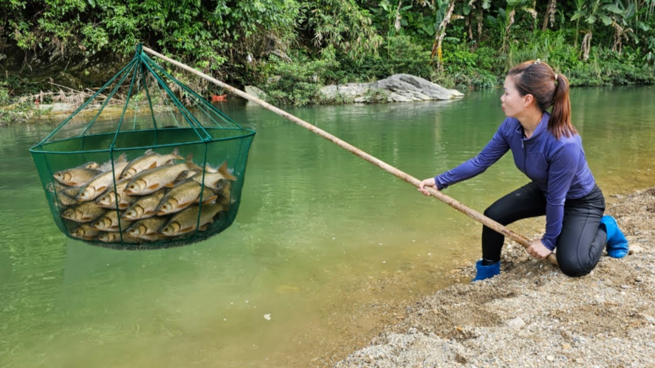 Full video 35 days Ana made all kinds of fish traps to catch fish and caught a big batch of fish.