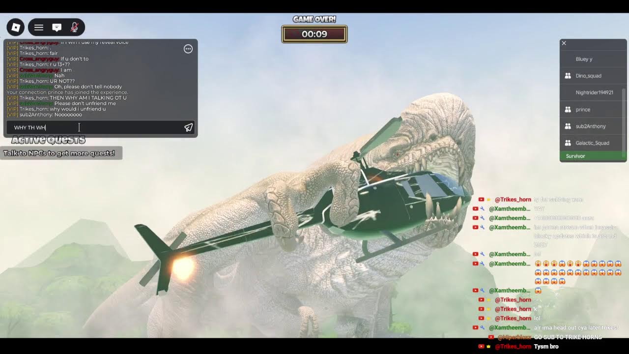 Primal Pursuit TRIKES_HORN & SURVIVORS VS DINOS!!!! (PART 12) (ft:@Chickenblox_Youtube)