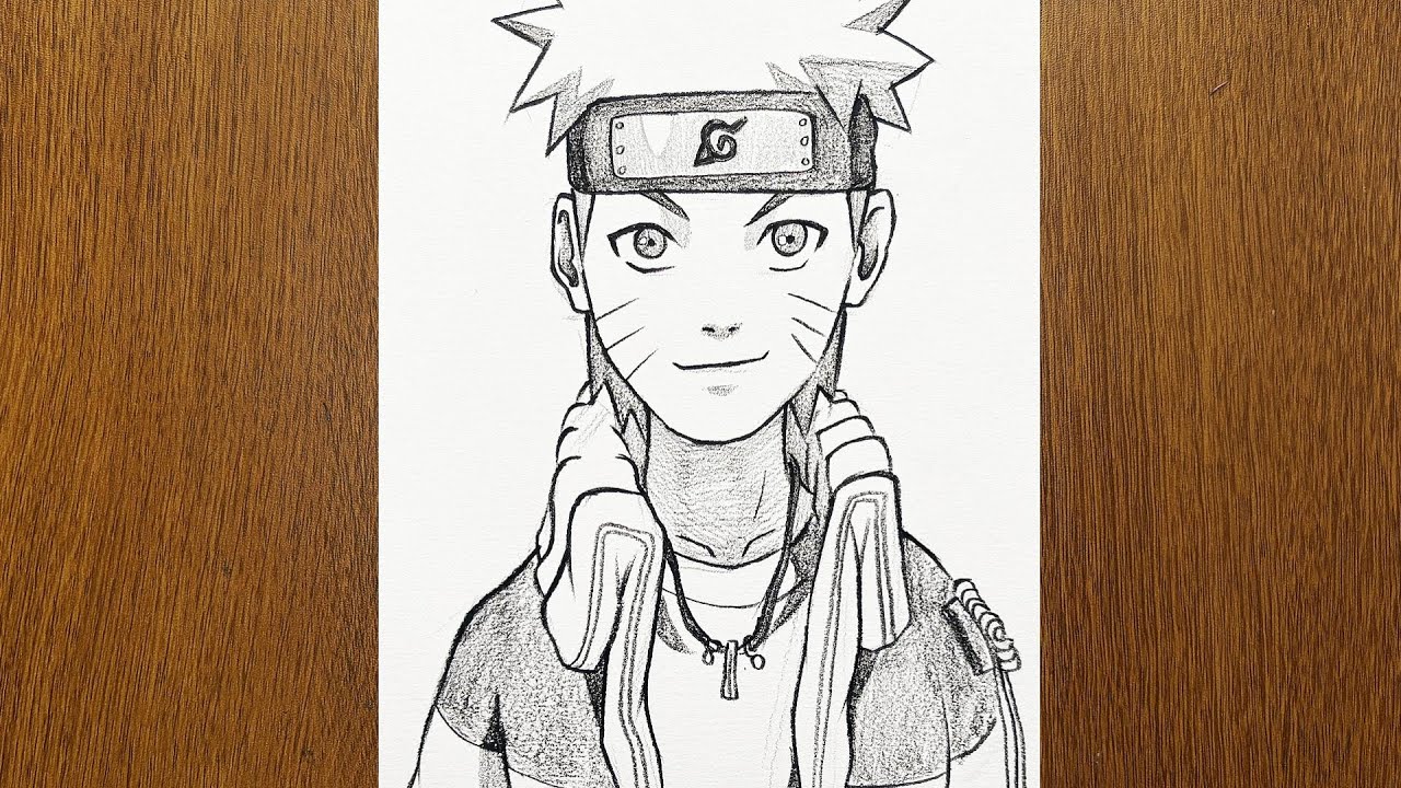 Smiling Naruto drawing - Step by step tutorial easy anime drawing