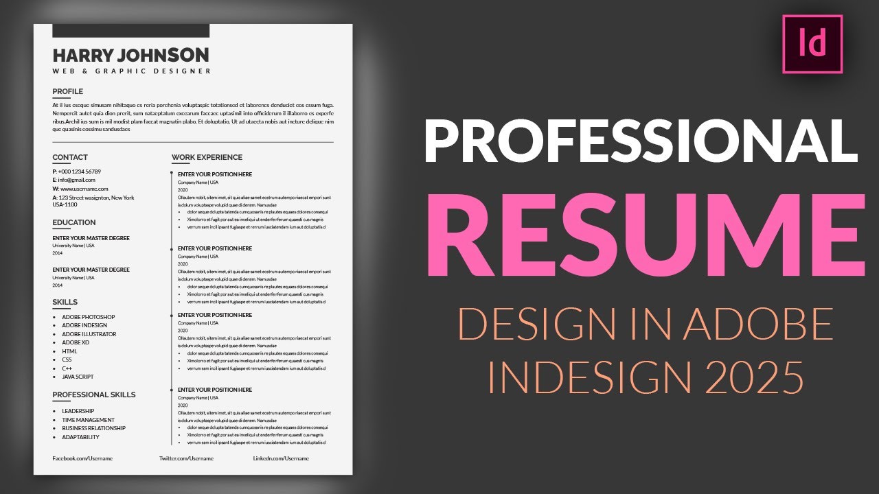 Create a Stunning Resume in Adobe InDesign | InDesign Resume Template Tutorial🎨📄