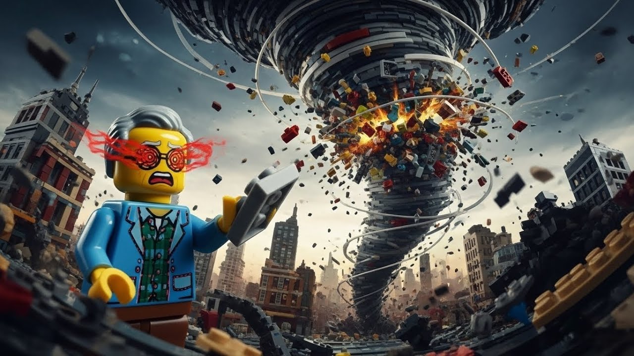 When a Tornado Turns LEGO City Into Flying Bricks #LEGOCity #Tornado #LEGO #LEGODestruction