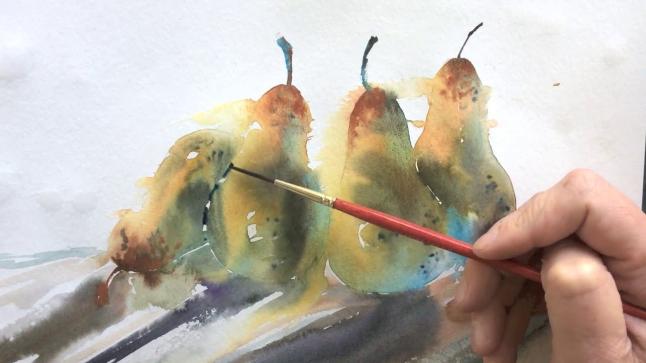 LooseWatercolours.com 'Pair of Pears' with Andrew Geeson