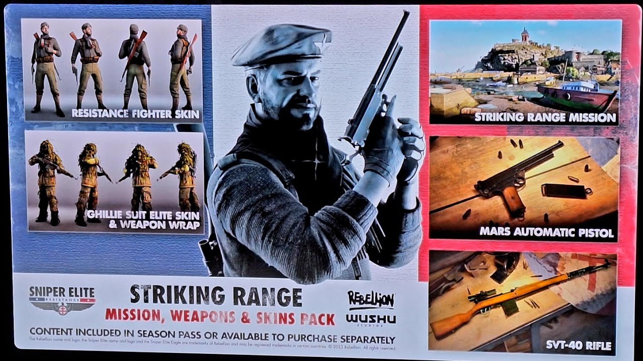 SNIPER ELITE RESISTANCE SEASON PASS UPDATE DLC NEW MISSION STRIKING RANGE + 3 NEW WEAPONS ETC.  PS5