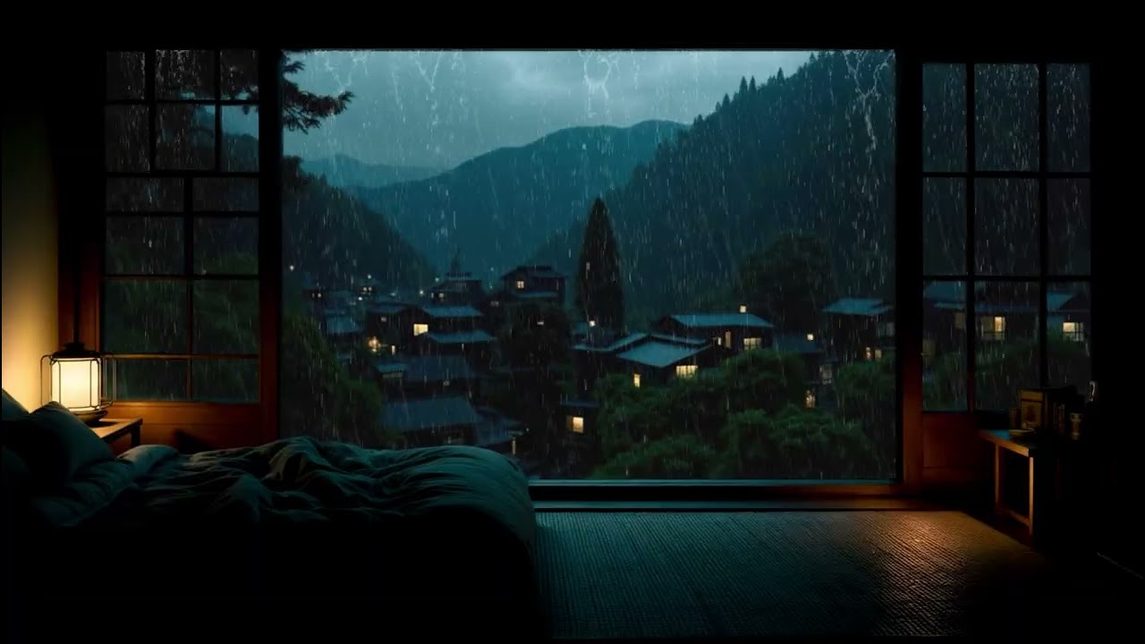 Soothing Rain Sounds & Piano at Night (No Ads) | Deep Sleep, Study & Meditation