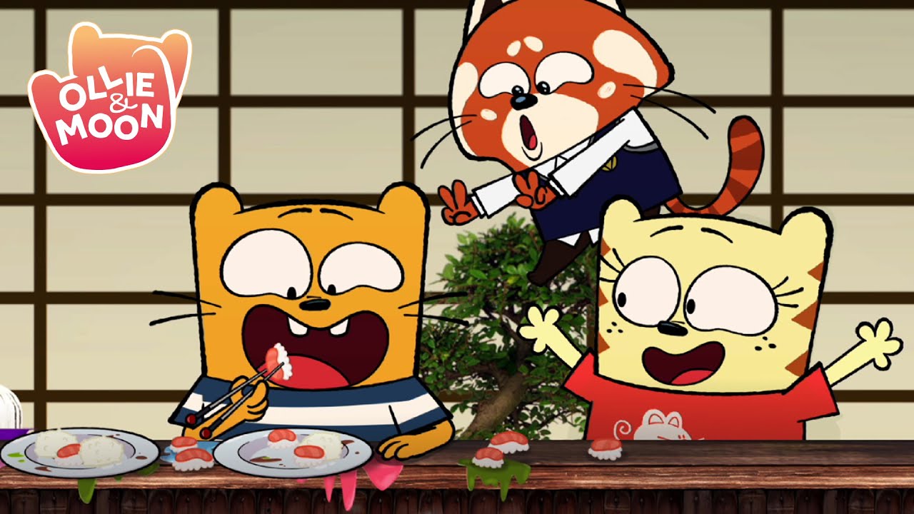 Chopstick Challenge in Japan 🥢🍣 | Ollie and Moon English | 2H | S1 | Cartoon for kids